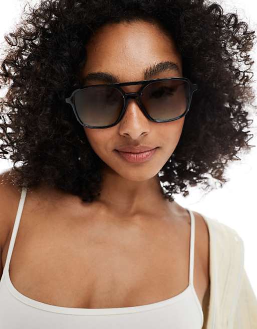 ASOS DESIGN aviator sunglasses in black