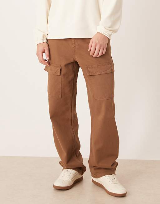 ASOS DESIGN Baggy Cargo Trouser In Brown