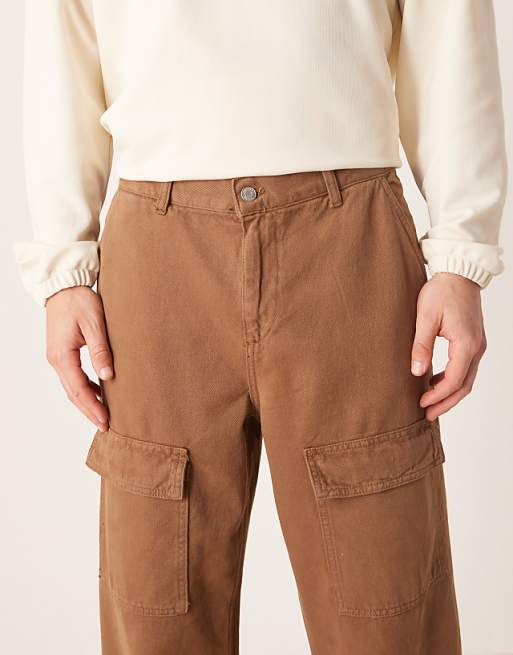 ASOS DESIGN Baggy Cargo Trouser In Brown