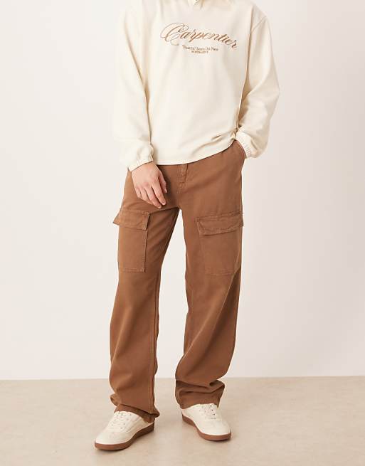 ASOS DESIGN baggy cargo trouser in brown