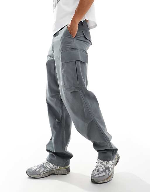 ASOS DESIGN Baggy Cargo Trousers In Charcoal