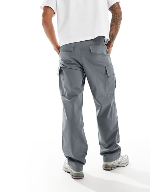 ASOS DESIGN Baggy Cargo Trousers In Charcoal