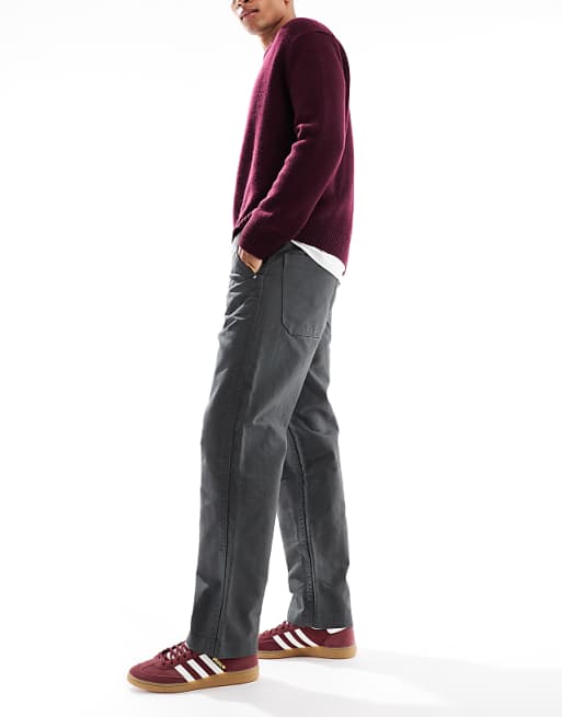 ASOS DESIGN Baggy Cargo Trousers In Charcoal Canvas