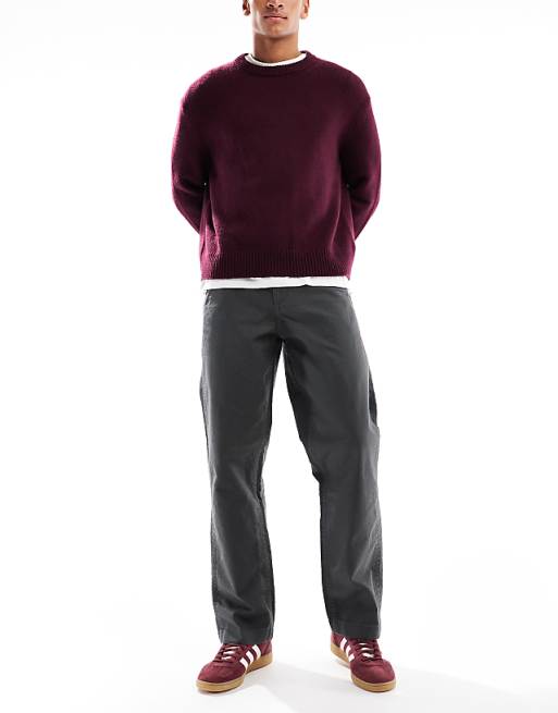 ASOS DESIGN Baggy Cargo Trousers In Charcoal Canvas