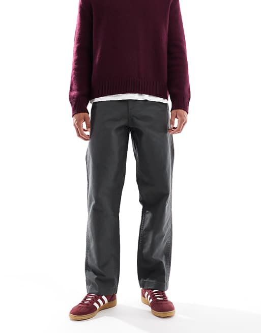 ASOS DESIGN baggy cargo trousers in charcoal canvas