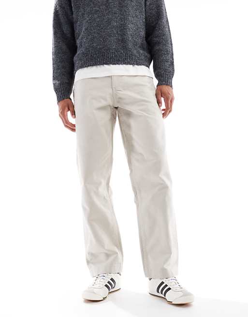 ASOS DESIGN baggy cargo trousers in stone canvas