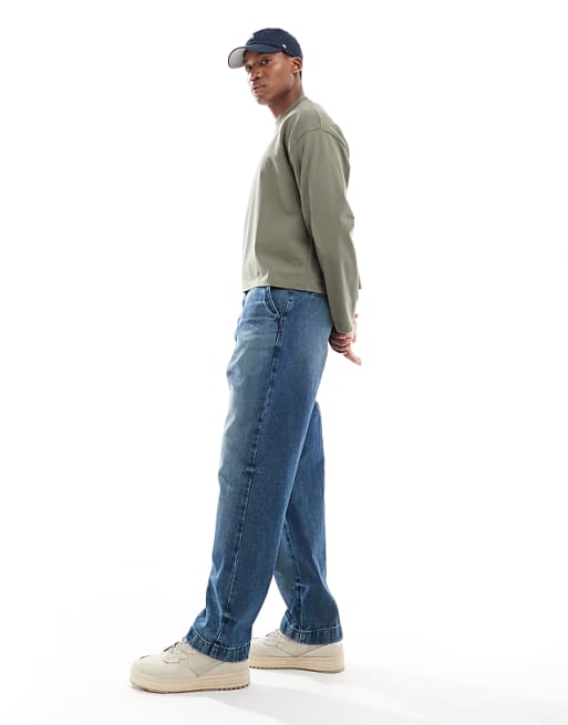 ASOS DESIGN Baggy Carpenter Jean In Dark Wash Blue