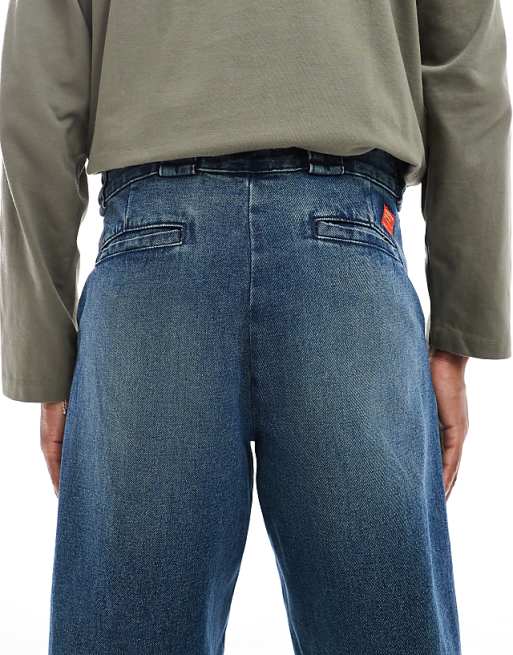 ASOS DESIGN Baggy Carpenter Jean In Dark Wash Blue