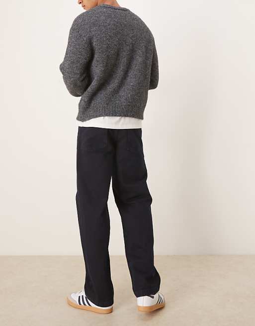 ASOS DESIGN Baggy Fit Jeans In Charcoal Blue Overdye