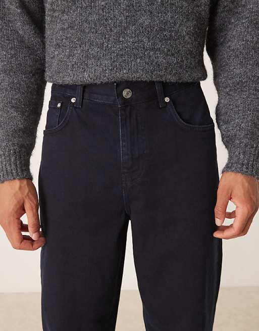 ASOS DESIGN Baggy Fit Jeans In Charcoal Blue Overdye