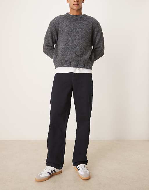 ASOS DESIGN baggy fit jeans in charcoal blue overdye