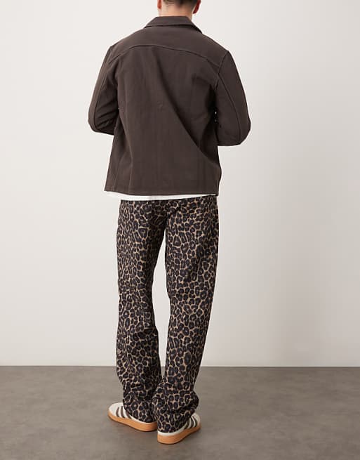ASOS DESIGN Baggy Jeans In Leopard Print