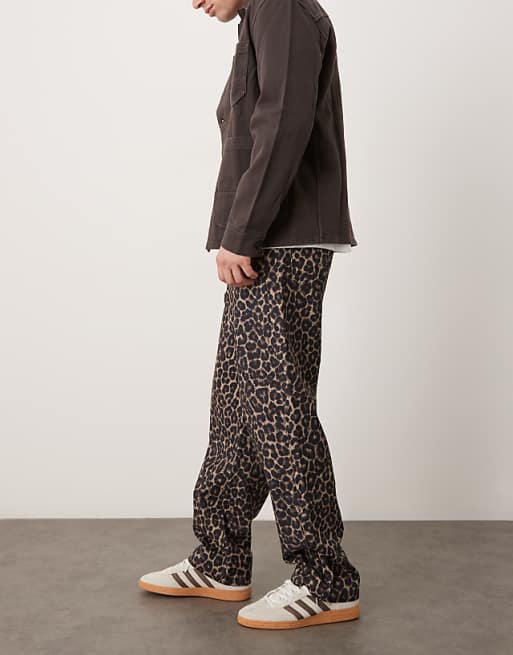 ASOS DESIGN Baggy Jeans In Leopard Print