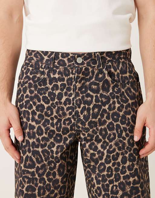 ASOS DESIGN Baggy Jeans In Leopard Print
