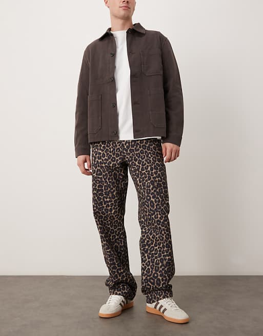 ASOS DESIGN baggy jeans in leopard print