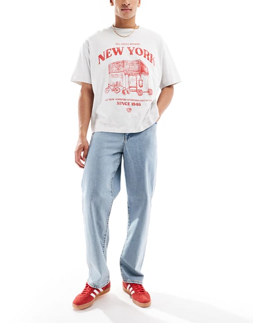 ASOS DESIGN baggy jeans in light wash blue