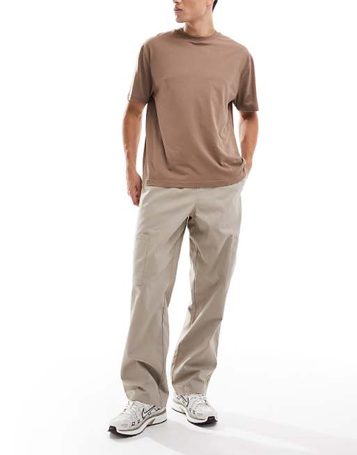 ASOS DESIGN Baggy Pull On Cargo Trousers In Beige