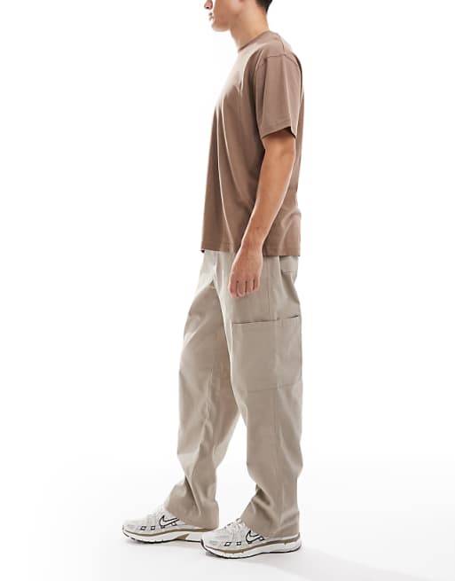 ASOS DESIGN Baggy Pull On Cargo Trousers In Beige