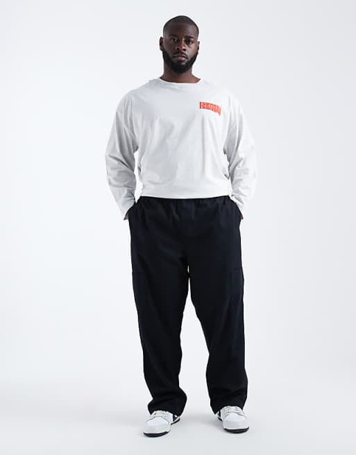 ASOS DESIGN Baggy Pull On Cargo Trousers In Black