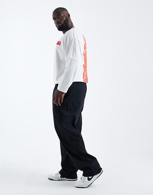 ASOS DESIGN Baggy Pull On Cargo Trousers In Black