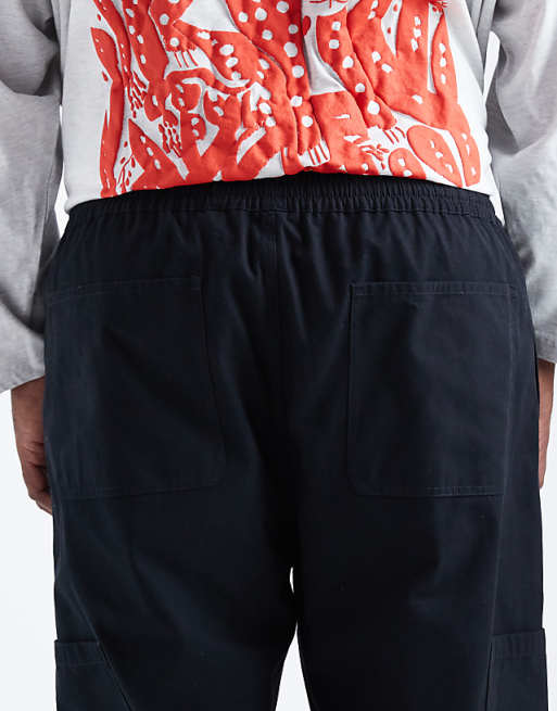ASOS DESIGN Baggy Pull On Cargo Trousers In Black