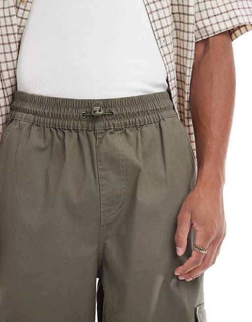 ASOS DESIGN Baggy Pull On Cargo Trousers In Khaki