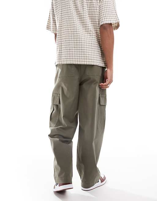 ASOS DESIGN Baggy Pull On Cargo Trousers In Khaki