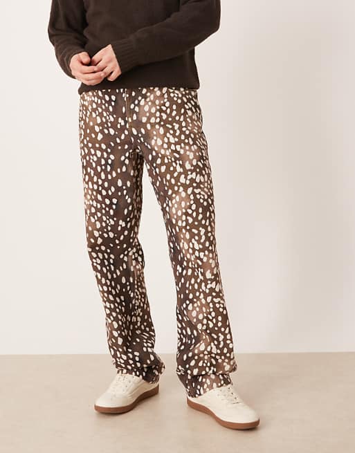 ASOS DESIGN Baggy Trouser Deer Print In Brown