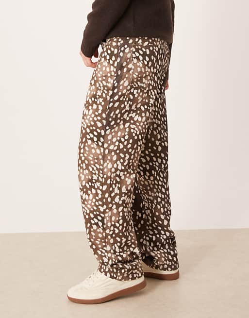 ASOS DESIGN Baggy Trouser Deer Print In Brown