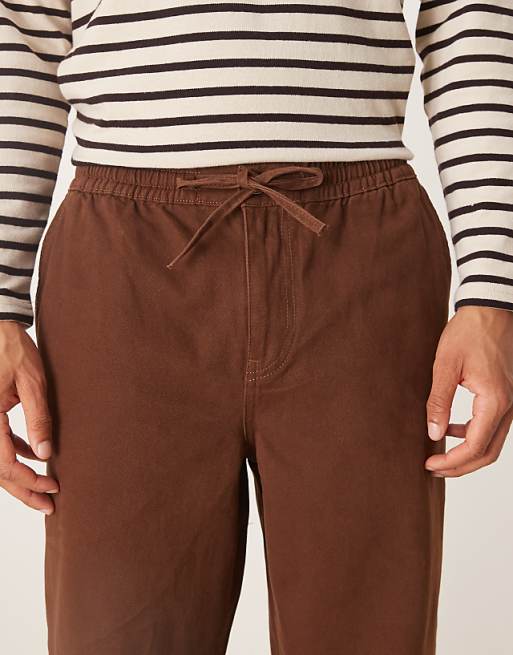ASOS DESIGN Baggy Trouser With Elasticated Waist In Brown