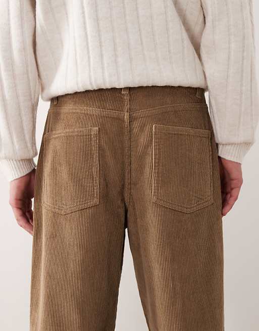 ASOS DESIGN Baggy Trousers In Beige Corduroy