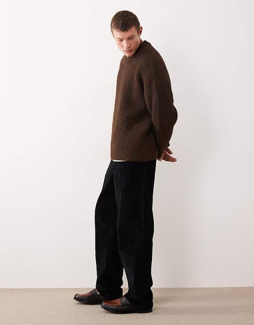 ASOS DESIGN Baggy Trousers In Black Corduroy