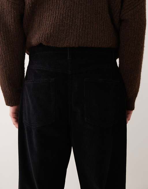 ASOS DESIGN Baggy Trousers In Black Corduroy