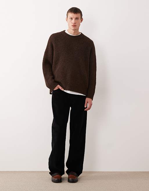 ASOS DESIGN baggy trousers in black corduroy