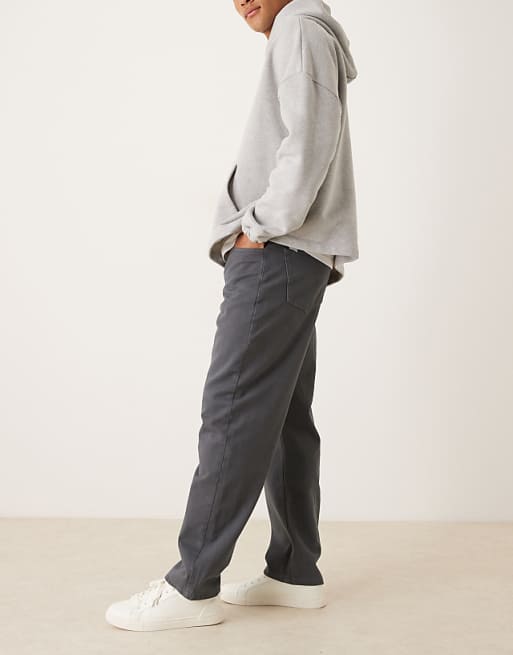ASOS DESIGN Baggy Trousers In Charcoal With Pleats