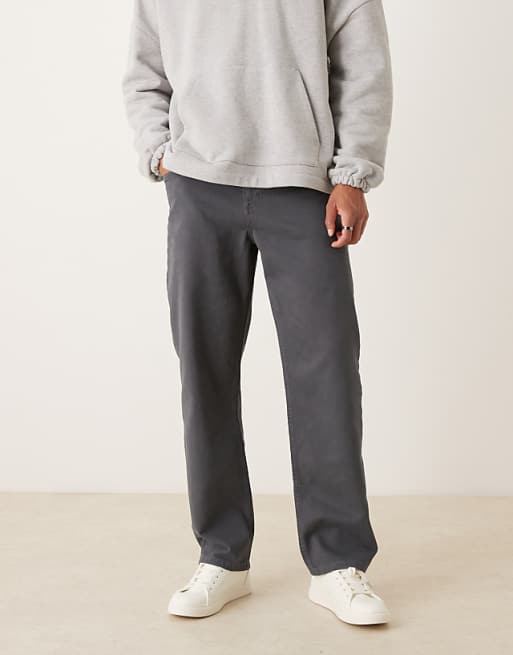 ASOS DESIGN baggy trousers in charcoal with pleats
