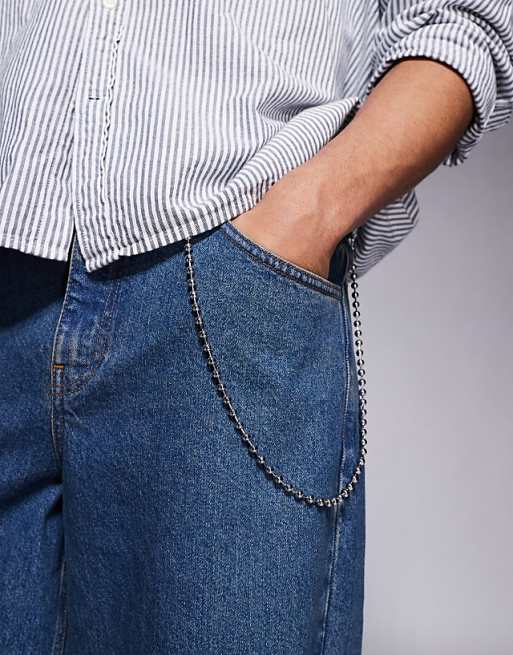 ASOS DESIGN ball jeans chain in silver tone