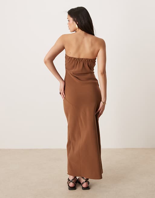 ASOS DESIGN Bandeau Maxi Dress In Chocolate