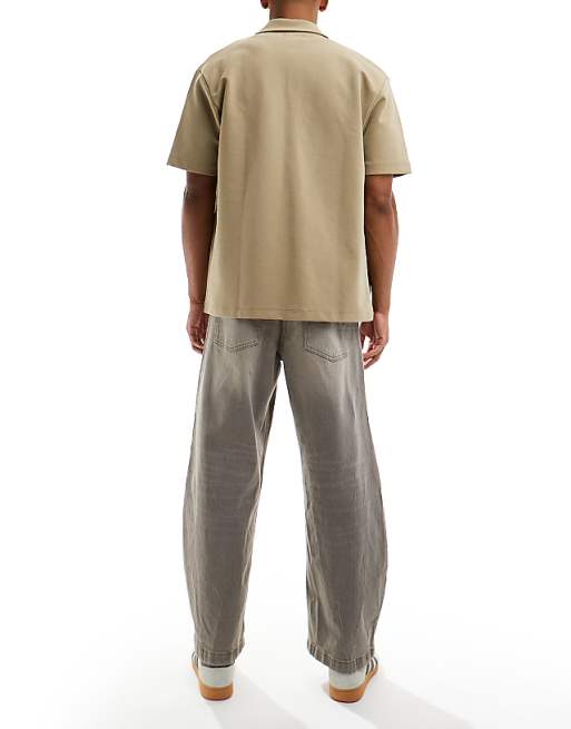 ASOS DESIGN Barrel Fit Jeans With Tint In Brown
