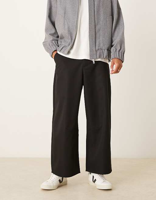 ASOS DESIGN barrel trouser in black