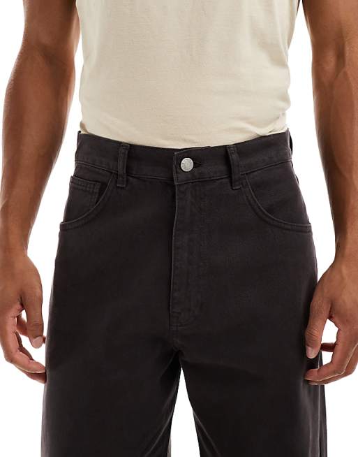 ASOS DESIGN Barrel Trousers In Brown With Seam Detail