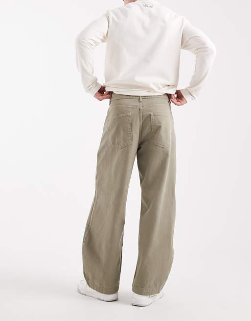 ASOS DESIGN Barrel Trousers In Khaki