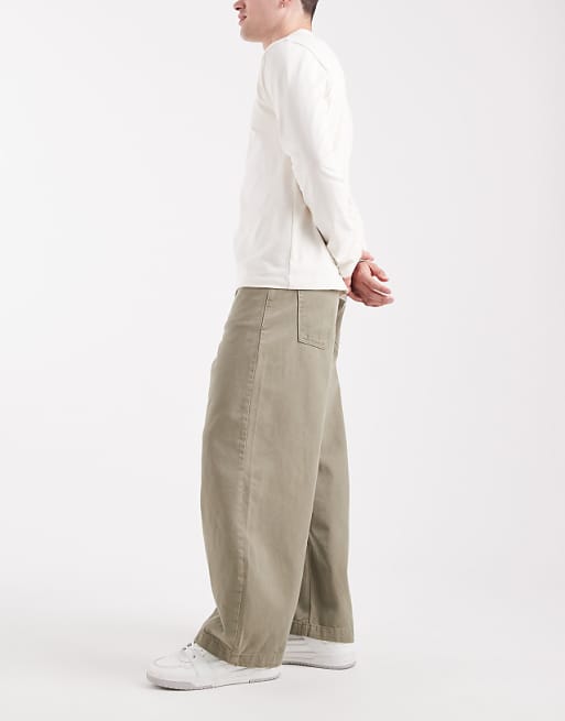 ASOS DESIGN Barrel Trousers In Khaki