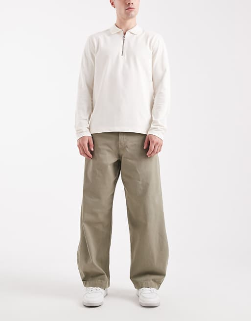 ASOS DESIGN barrel trousers in khaki