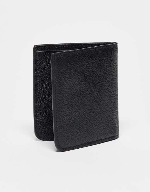 ASOS DESIGN Bifold Real Leather Wallet In Black