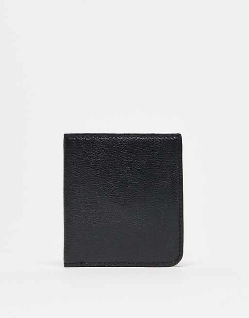 ASOS DESIGN bifold real leather wallet in black