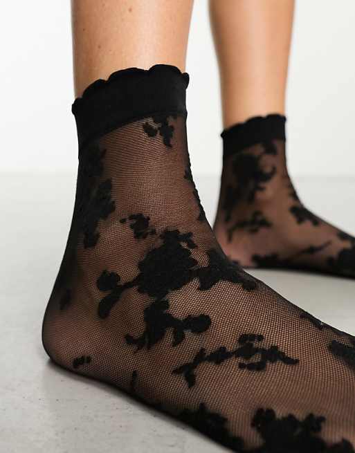 ASOS DESIGN Black Lace Sock