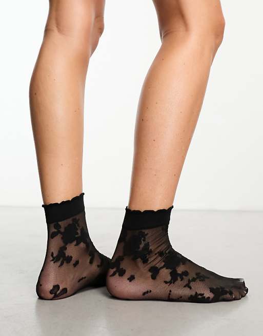 ASOS DESIGN Black Lace Sock