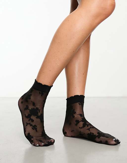 ASOS DESIGN Black Lace Sock