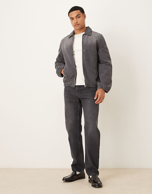 ASOS DESIGN Bomber Style Denim Jacket In Heavy Grey Wash